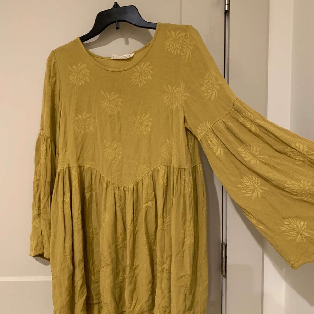 Mustard embroidered dress